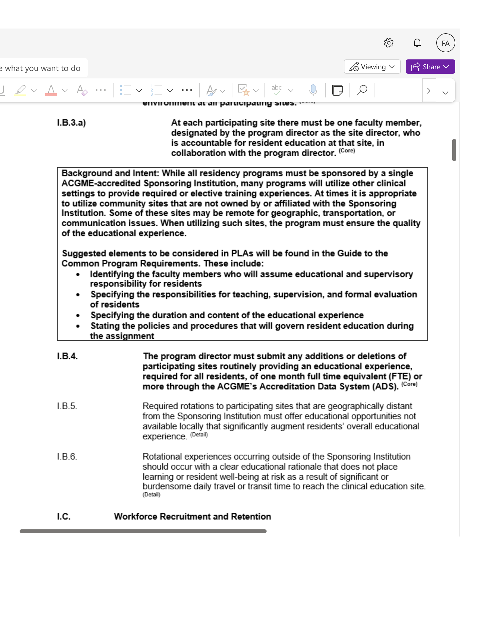e what you want to do So Viewing v FA LE Share V > V envuronmen at an parucipauny sues. I.B.3.a) At each participating site there must be one faculty 