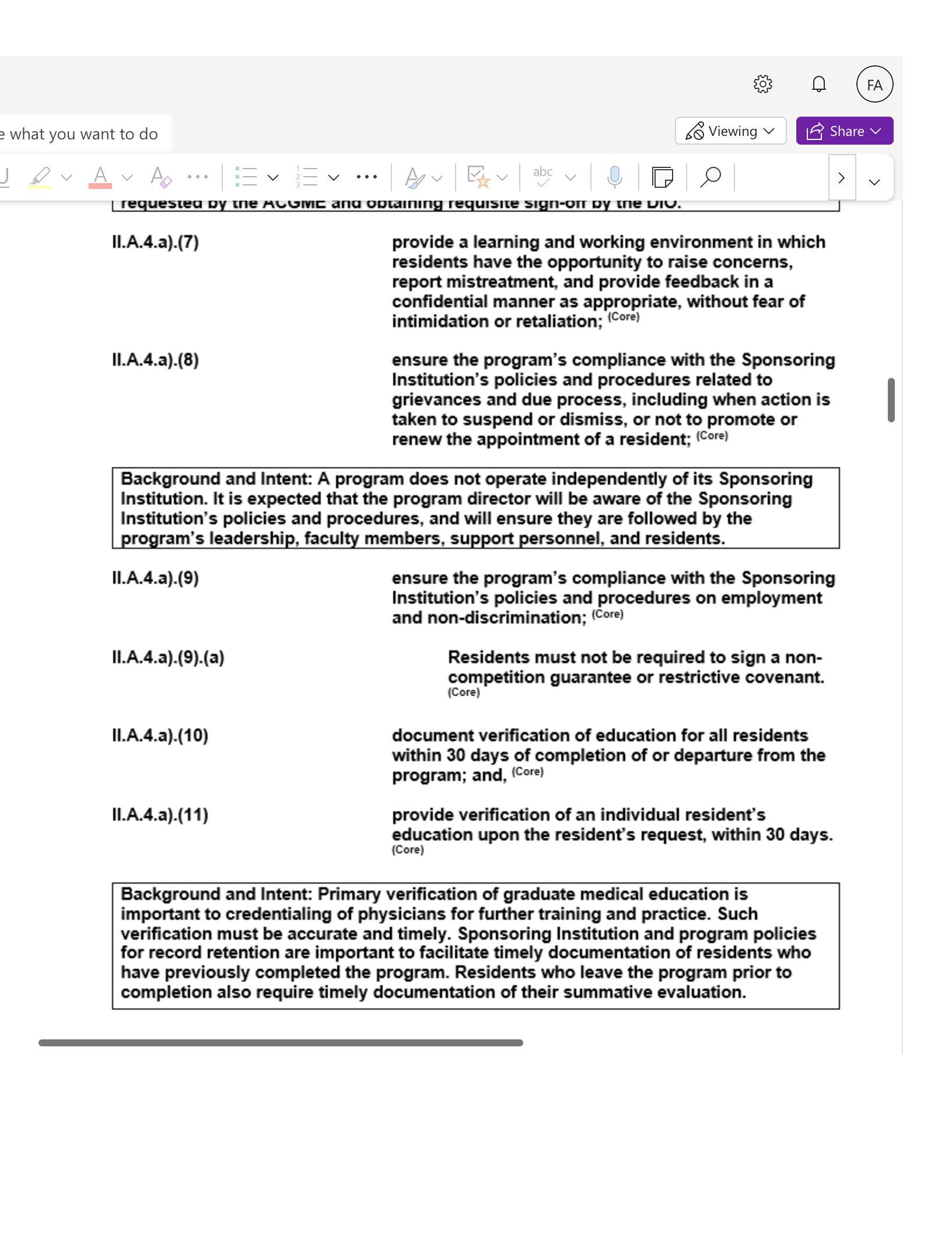 e what you want to do So Viewing v FA LE Share V V brequeste p te Momo and optaining requisite sign-on py ne uiu. II.A.4.a).(7) II.A.4.a).(8) provide 