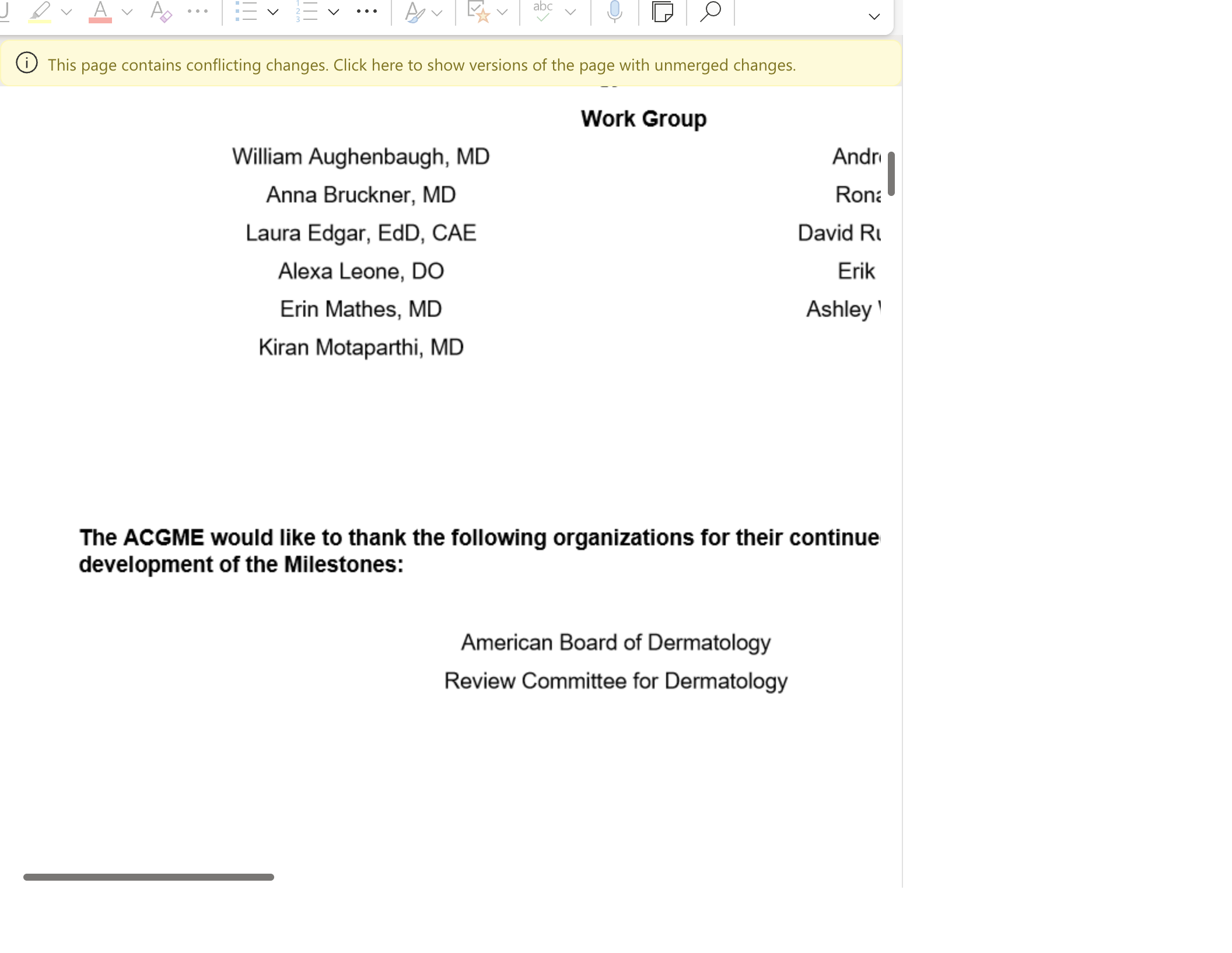 abc v This page contains conflicting changes. Click here to show versions of the page with unmerged changes. Work Group V William Aughenbaugh, MD Anna